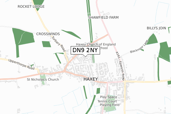 DN9 2NY map - small scale - OS Open Zoomstack (Ordnance Survey)