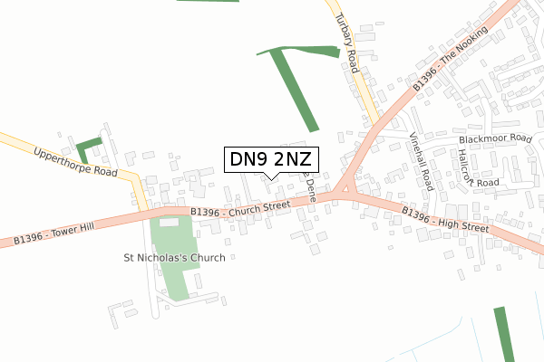 DN9 2NZ map - large scale - OS Open Zoomstack (Ordnance Survey)