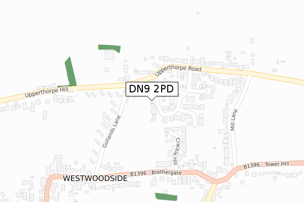 DN9 2PD map - large scale - OS Open Zoomstack (Ordnance Survey)