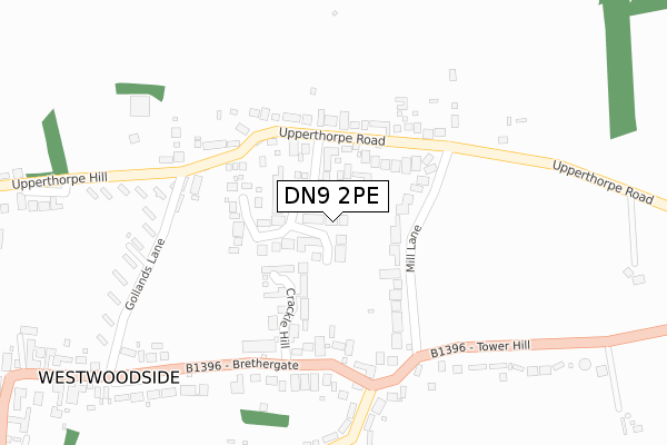 DN9 2PE map - large scale - OS Open Zoomstack (Ordnance Survey)