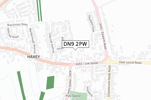 DN9 2PW map - large scale - OS Open Zoomstack (Ordnance Survey)
