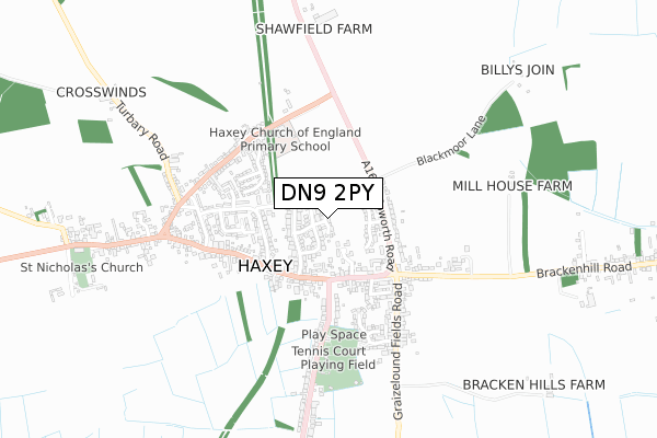 DN9 2PY map - small scale - OS Open Zoomstack (Ordnance Survey)