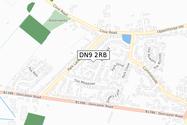 DN9 2RB map - large scale - OS Open Zoomstack (Ordnance Survey)
