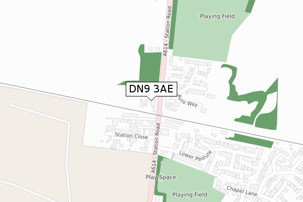 DN9 3AE map - large scale - OS Open Zoomstack (Ordnance Survey)