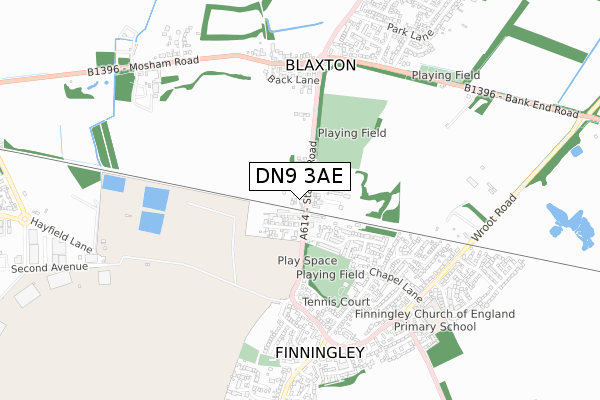 DN9 3AE map - small scale - OS Open Zoomstack (Ordnance Survey)