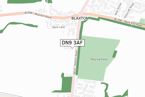 DN9 3AF map - large scale - OS Open Zoomstack (Ordnance Survey)