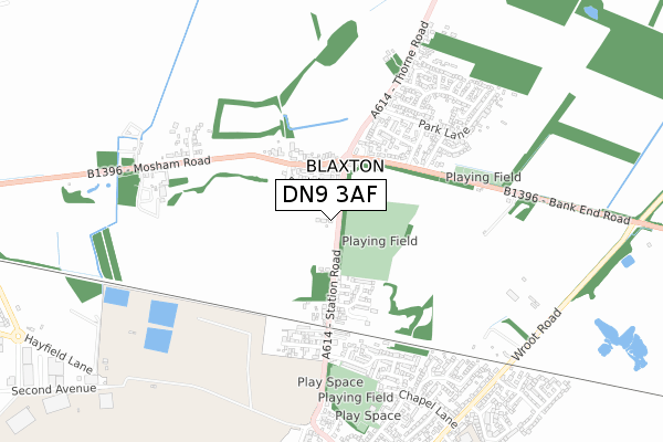 DN9 3AF map - small scale - OS Open Zoomstack (Ordnance Survey)