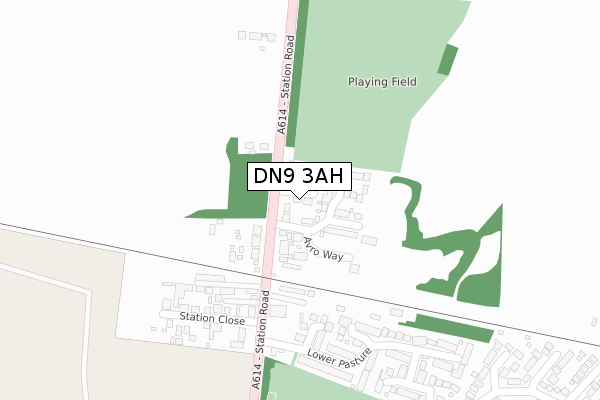 DN9 3AH map - large scale - OS Open Zoomstack (Ordnance Survey)