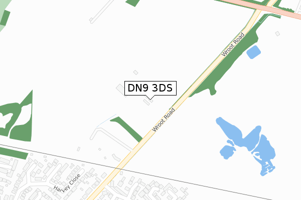 DN9 3DS map - large scale - OS Open Zoomstack (Ordnance Survey)