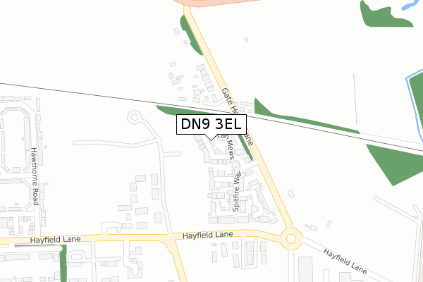 DN9 3EL map - large scale - OS Open Zoomstack (Ordnance Survey)