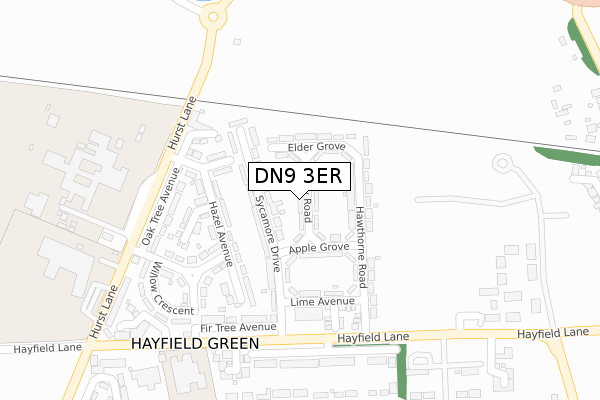 DN9 3ER map - large scale - OS Open Zoomstack (Ordnance Survey)