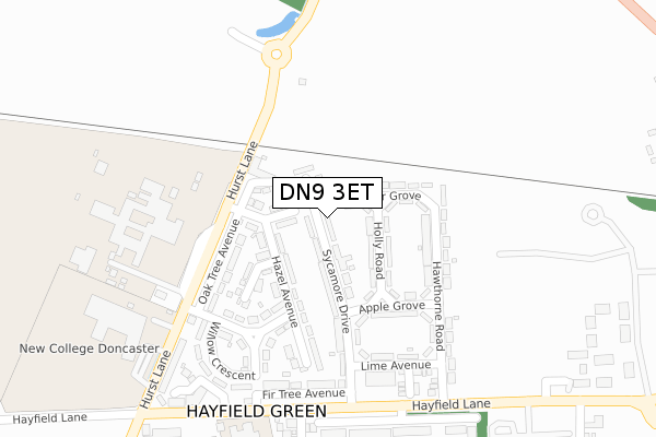 DN9 3ET map - large scale - OS Open Zoomstack (Ordnance Survey)