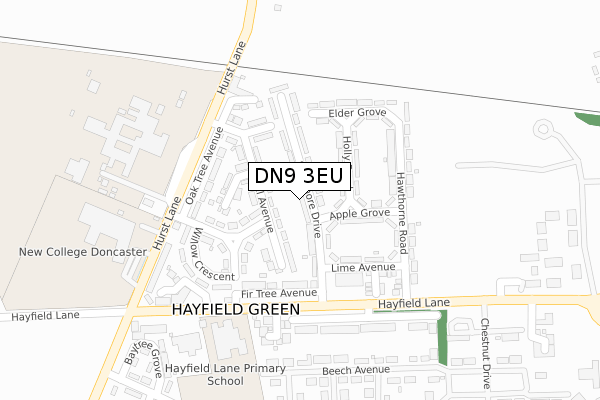 DN9 3EU map - large scale - OS Open Zoomstack (Ordnance Survey)