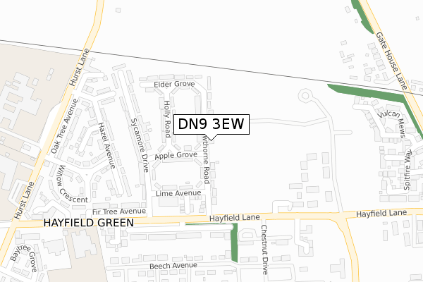 DN9 3EW map - large scale - OS Open Zoomstack (Ordnance Survey)