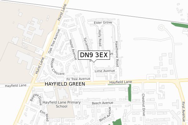 DN9 3EX map - large scale - OS Open Zoomstack (Ordnance Survey)