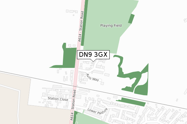 DN9 3GX map - large scale - OS Open Zoomstack (Ordnance Survey)