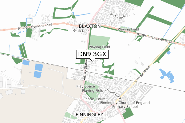 DN9 3GX map - small scale - OS Open Zoomstack (Ordnance Survey)