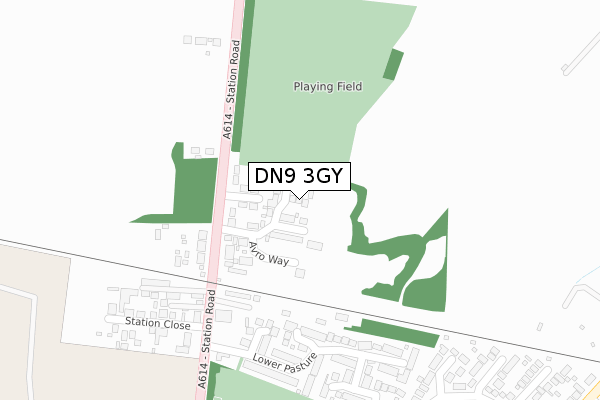 DN9 3GY map - large scale - OS Open Zoomstack (Ordnance Survey)