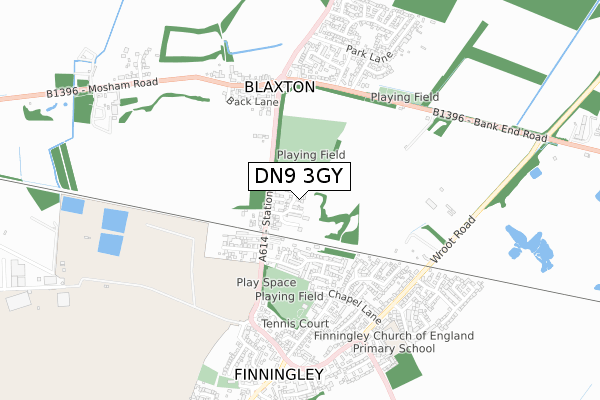 DN9 3GY map - small scale - OS Open Zoomstack (Ordnance Survey)