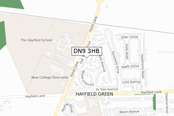 DN9 3HB map - large scale - OS Open Zoomstack (Ordnance Survey)