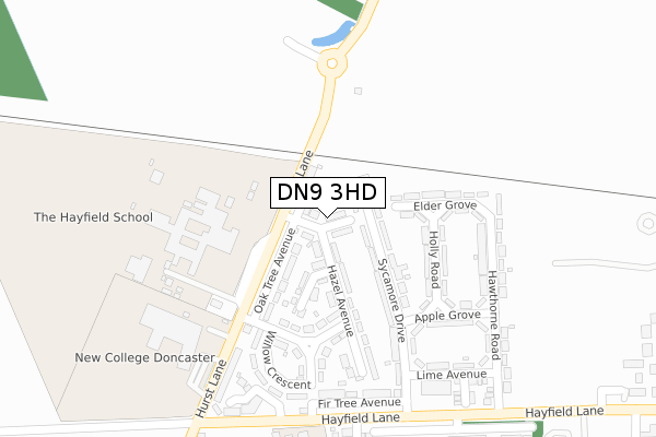 DN9 3HD map - large scale - OS Open Zoomstack (Ordnance Survey)