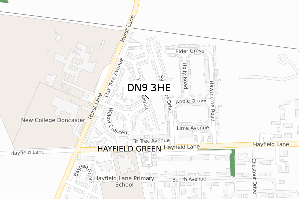 DN9 3HE map - large scale - OS Open Zoomstack (Ordnance Survey)