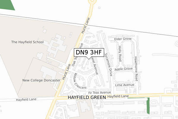 DN9 3HF map - large scale - OS Open Zoomstack (Ordnance Survey)
