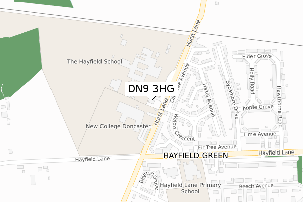 DN9 3HG map - large scale - OS Open Zoomstack (Ordnance Survey)