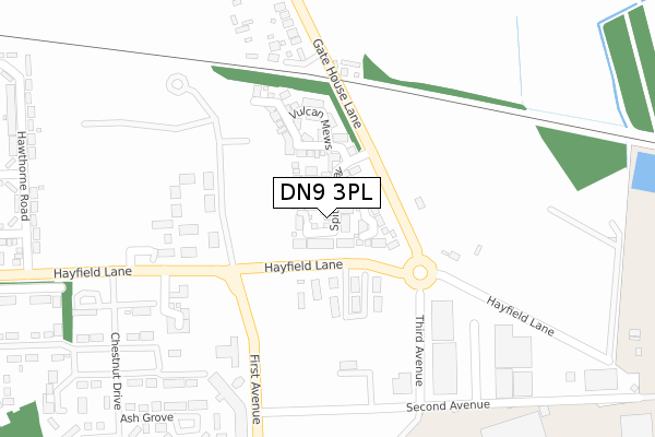 DN9 3PL map - large scale - OS Open Zoomstack (Ordnance Survey)