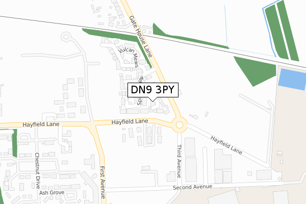 DN9 3PY map - large scale - OS Open Zoomstack (Ordnance Survey)