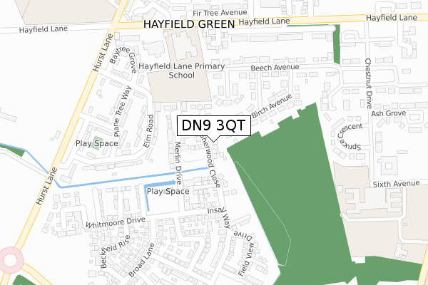 DN9 3QT map - large scale - OS Open Zoomstack (Ordnance Survey)