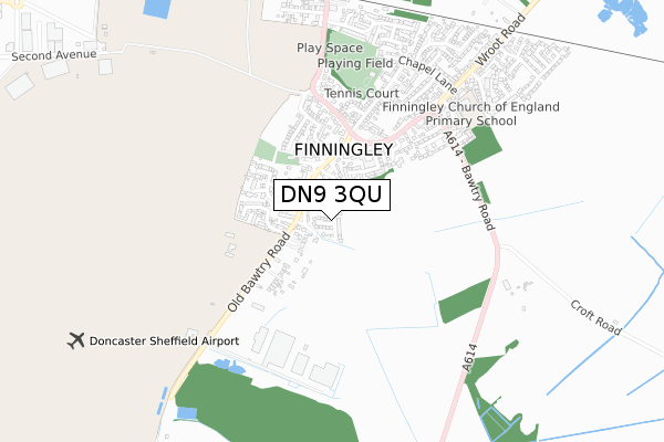 DN9 3QU map - small scale - OS Open Zoomstack (Ordnance Survey)