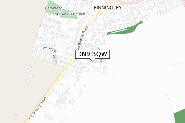 DN9 3QW map - large scale - OS Open Zoomstack (Ordnance Survey)