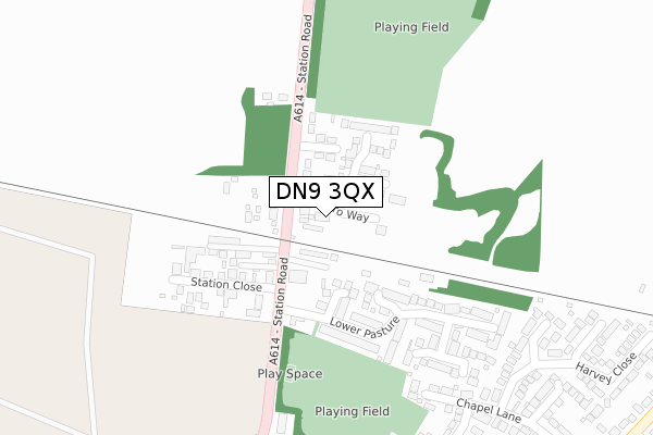 DN9 3QX map - large scale - OS Open Zoomstack (Ordnance Survey)
