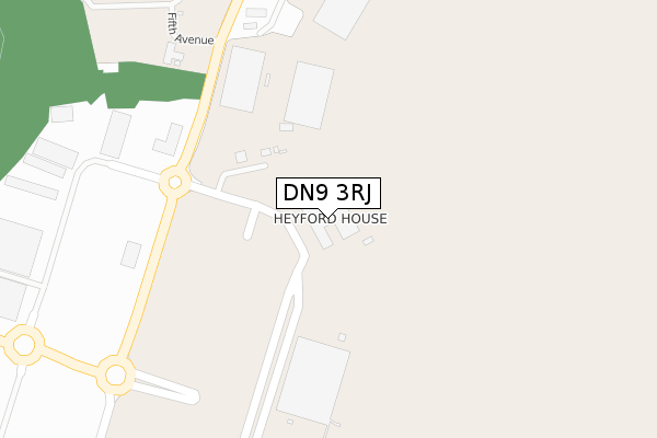 DN9 3RJ map - large scale - OS Open Zoomstack (Ordnance Survey)