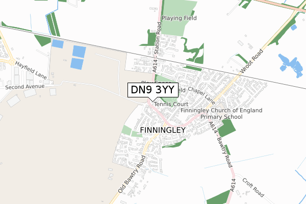 DN9 3YY map - small scale - OS Open Zoomstack (Ordnance Survey)