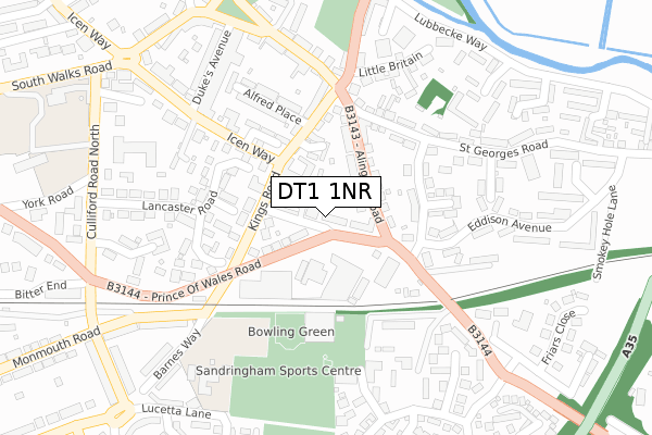 DT1 1NR map - large scale - OS Open Zoomstack (Ordnance Survey)