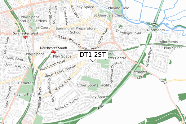 DT1 2ST map - small scale - OS Open Zoomstack (Ordnance Survey)