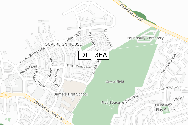 DT1 3EA map - large scale - OS Open Zoomstack (Ordnance Survey) DT1 3EA map - large scale - OS Open Zoomstack (Ordnance Survey)