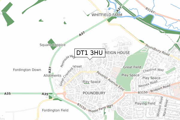 DT1 3HU map - small scale - OS Open Zoomstack (Ordnance Survey) DT1 3HU map - small scale - OS Open Zoomstack (Ordnance Survey)