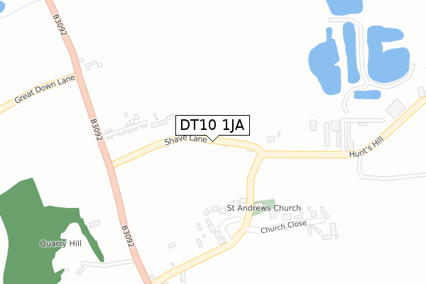 DT10 1JA map - large scale - OS Open Zoomstack (Ordnance Survey)