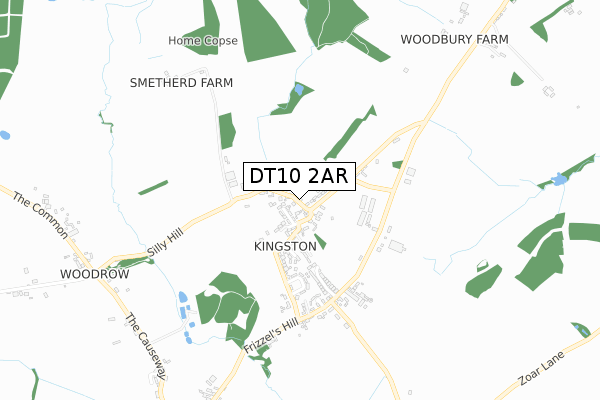 DT10 2AR map - small scale - OS Open Zoomstack (Ordnance Survey)