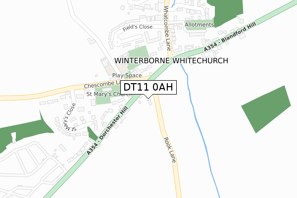 DT11 0AH map - large scale - OS Open Zoomstack (Ordnance Survey)