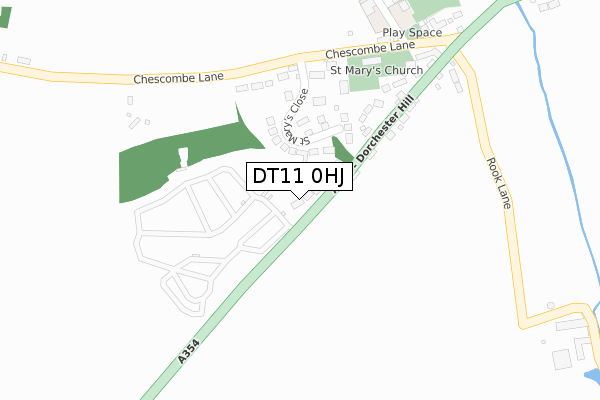 DT11 0HJ map - large scale - OS Open Zoomstack (Ordnance Survey)