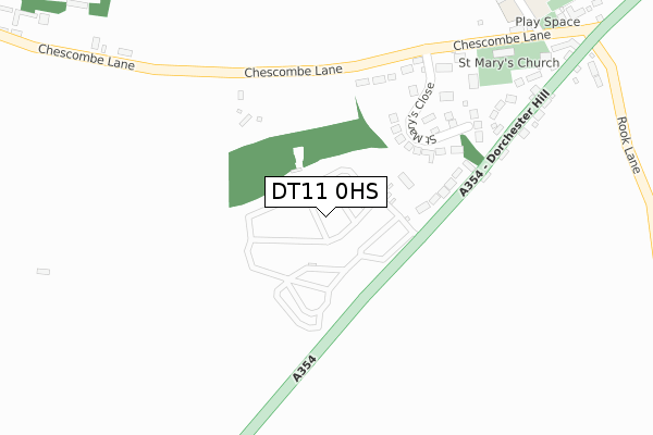 DT11 0HS map - large scale - OS Open Zoomstack (Ordnance Survey)