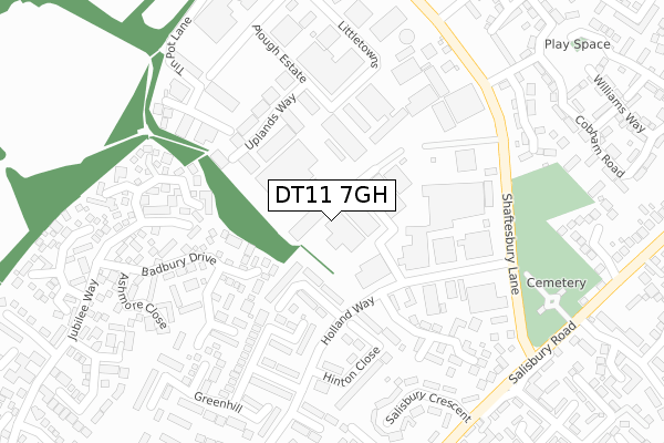 DT11 7GH map - large scale - OS Open Zoomstack (Ordnance Survey)