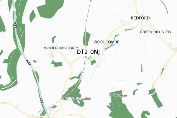 DT2 0NJ map - small scale - OS Open Zoomstack (Ordnance Survey)