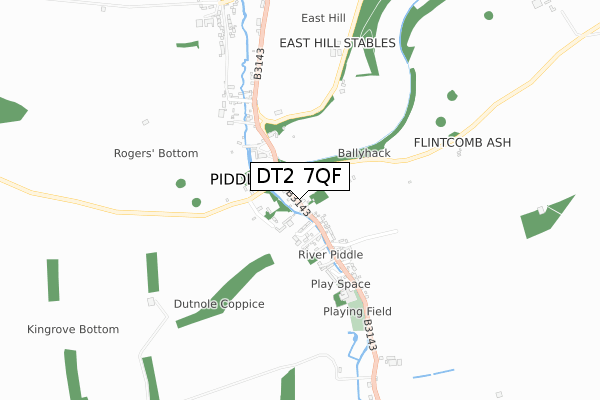 DT2 7QF map - small scale - OS Open Zoomstack (Ordnance Survey)