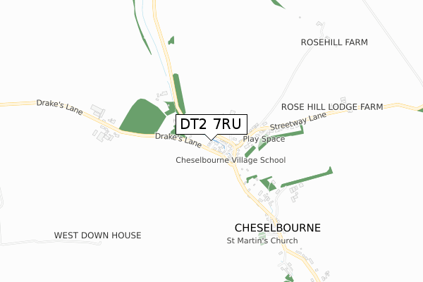 DT2 7RU map - small scale - OS Open Zoomstack (Ordnance Survey)