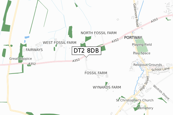 DT2 8DB map - small scale - OS Open Zoomstack (Ordnance Survey)